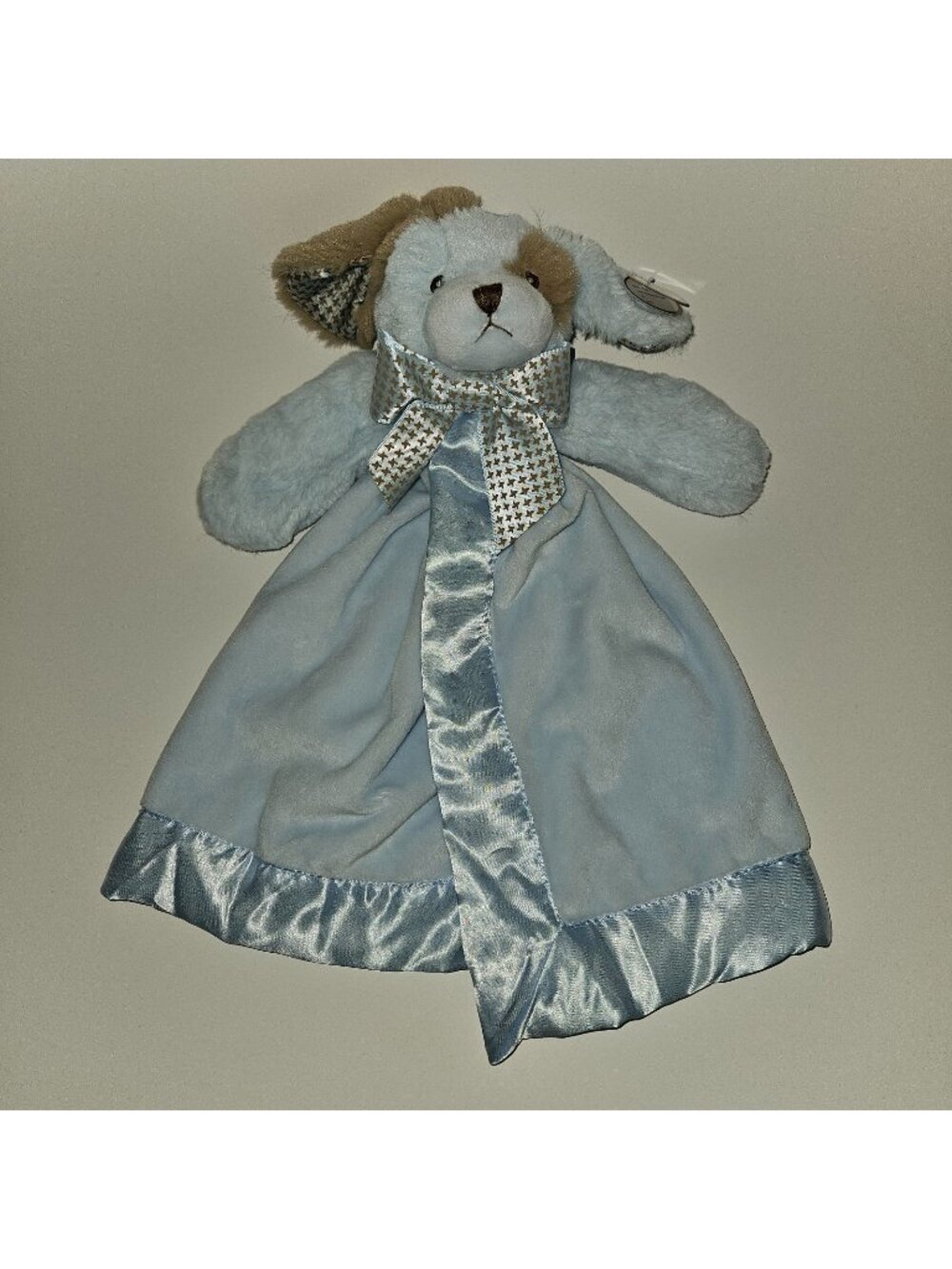 Bearington Baby Blue Puppy Dog Lovey Plush Waggles Snuggler Fleece Satin w/TAG